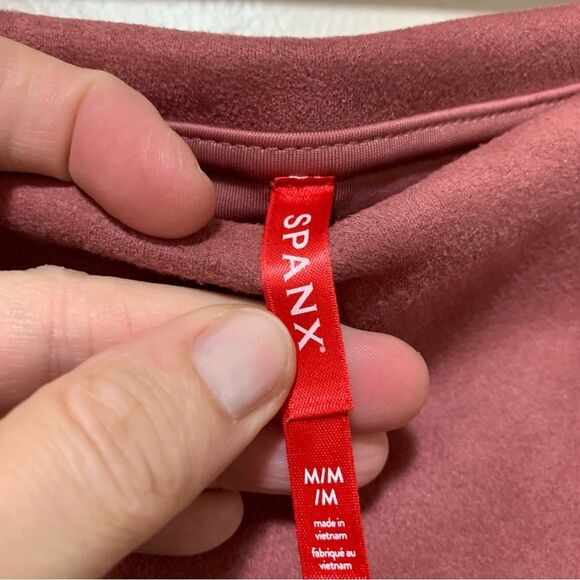 Spanx Rich Rose Pink Faux Suede Leggings size medium - Picture 3 of 8